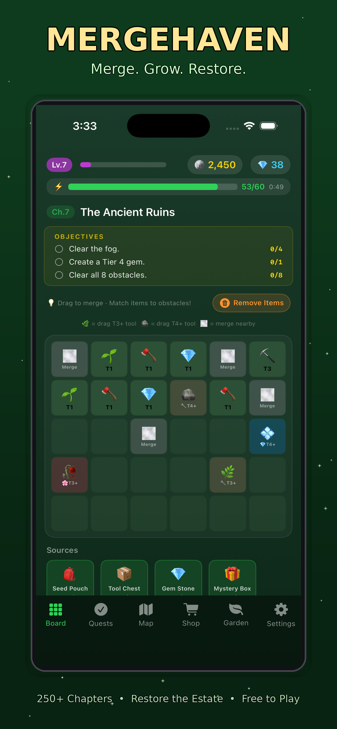 Mergehaven gameplay board